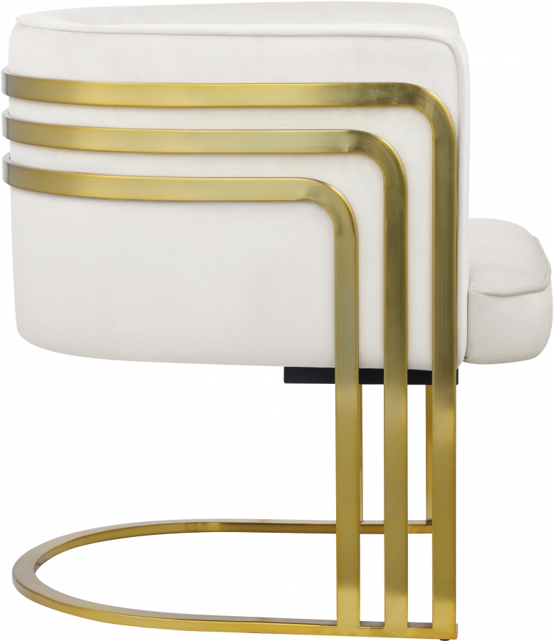 Rays Velvet Upholstered Accent Chair Cream - Image 3