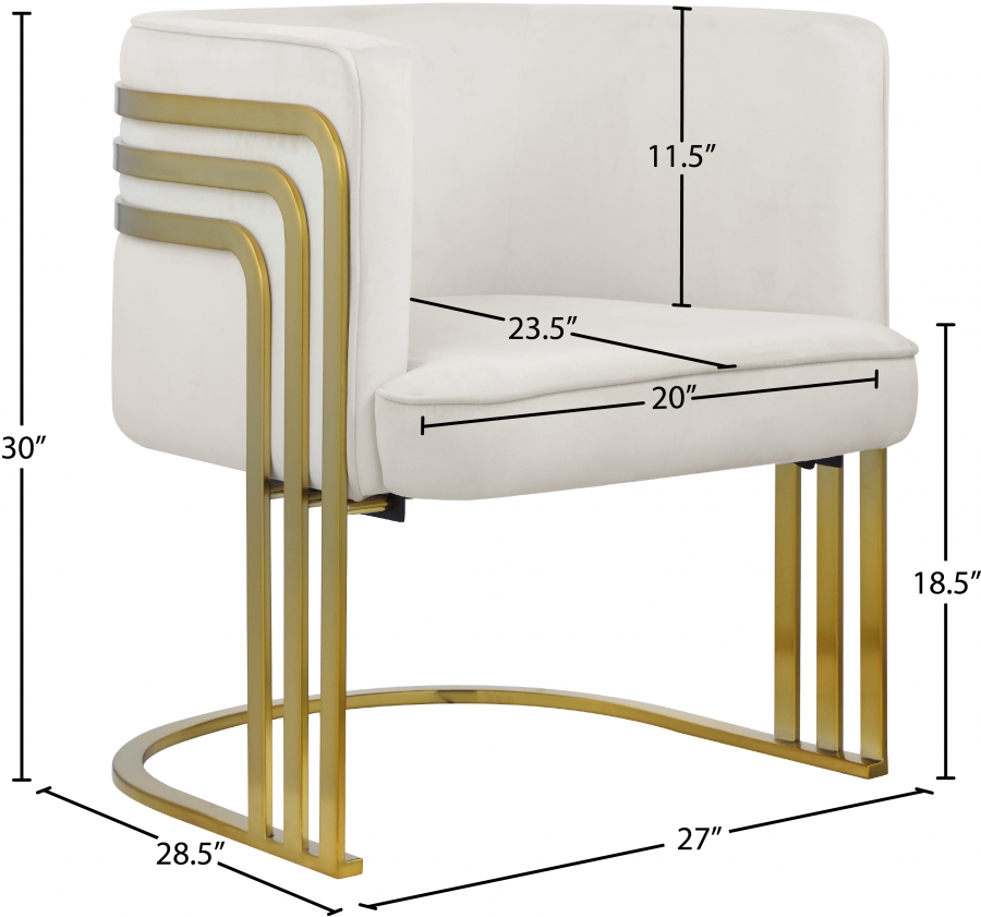Rays Velvet Upholstered Accent Chair Cream - Image 2