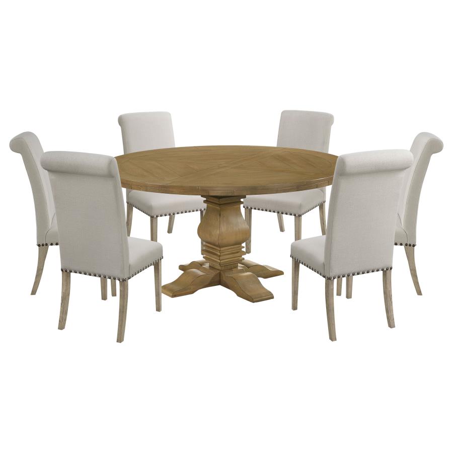 Florence 7-piece Round Dining Table Set Rustic Honey - Imagen 2