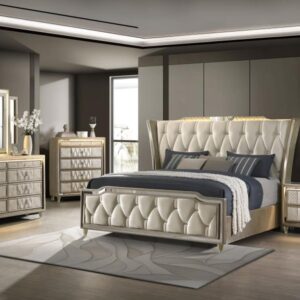 Lorient 5-piece Eastern King Bedroom Set Ivory and Camel