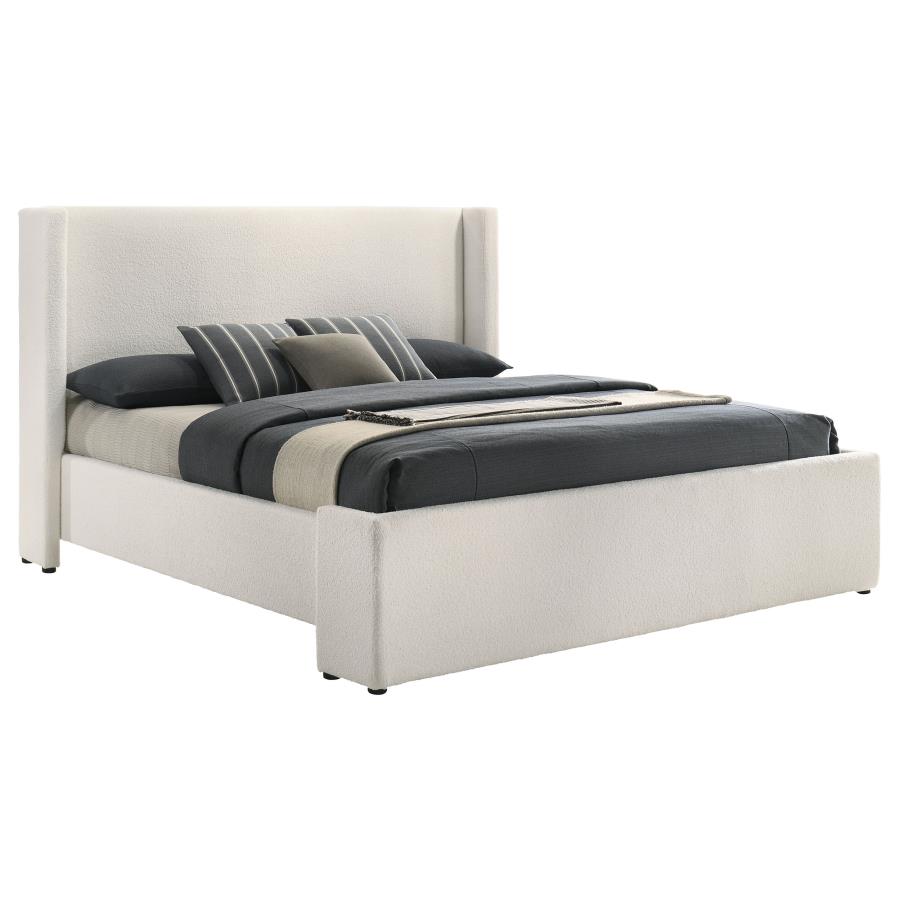 Alamosa Boucle Upholstered Eastern QUEEN Platform Bed White - Image 3