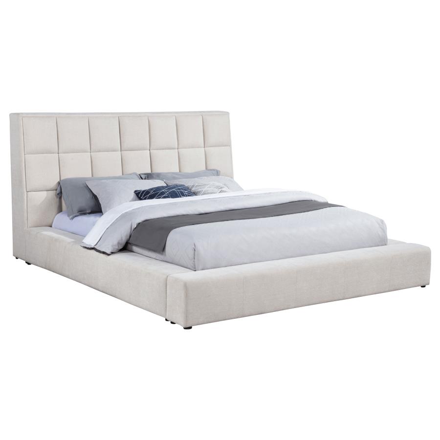 Dreux Upholstered Queen Panel Platform Bed Cream - Image 2