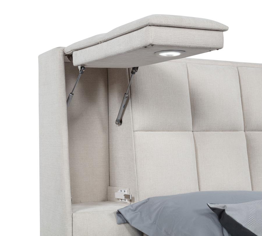Dreux Upholstered Queen Panel Platform Bed Cream - Image 5