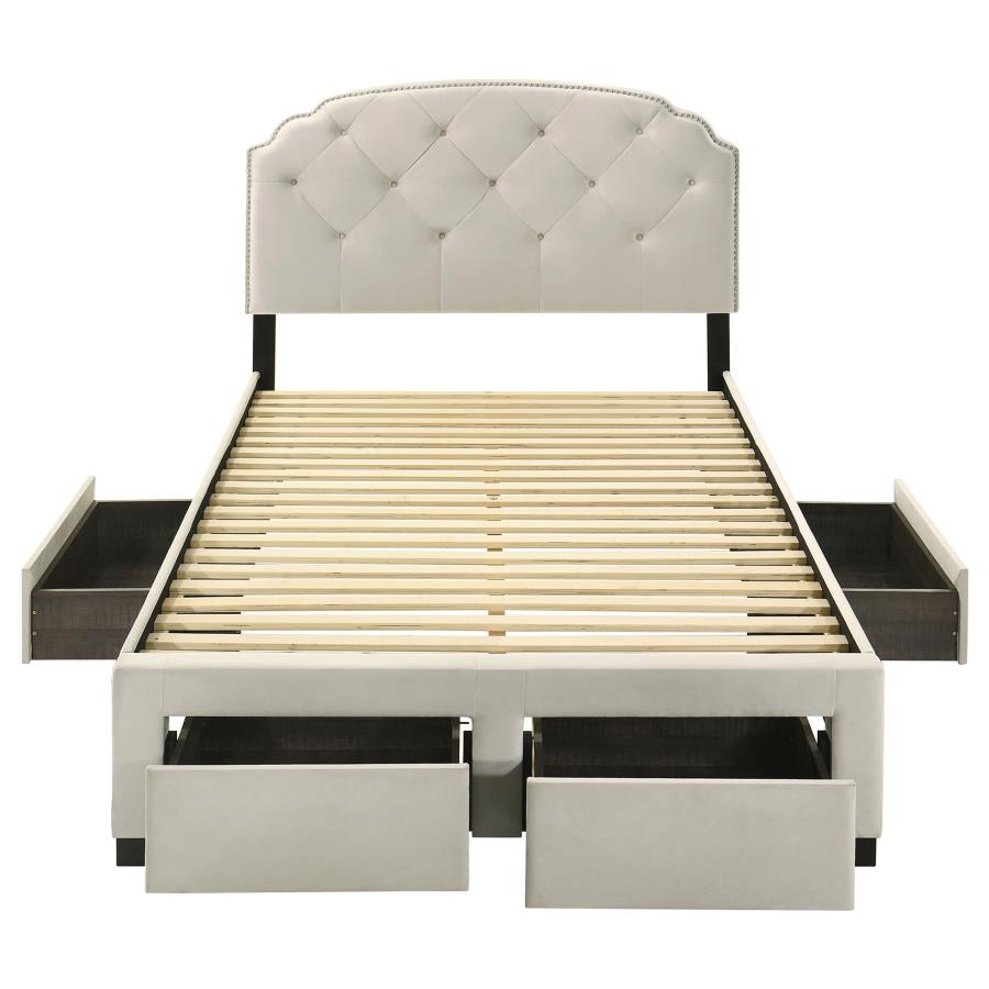 Marianna 4-drawer Upholstered Full Storage Bed Cream - Imagen 4