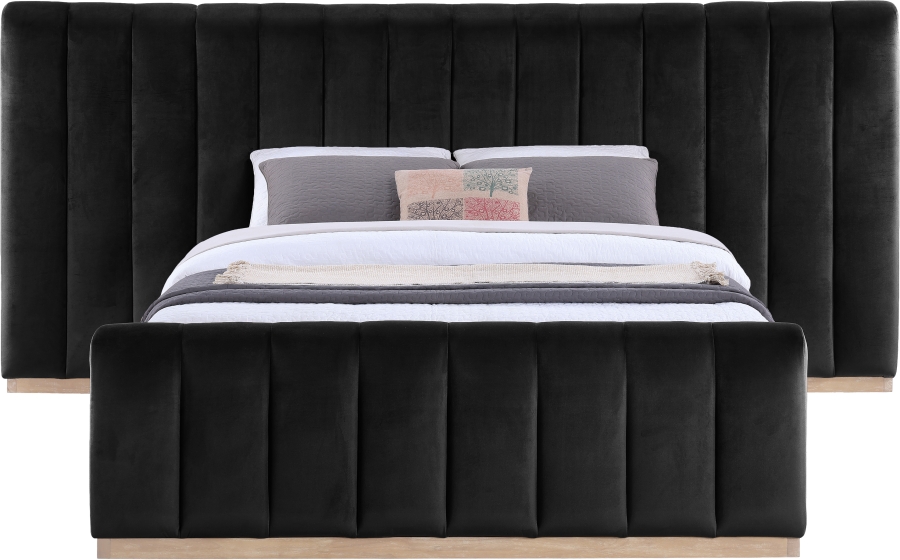 Amara Velvet Upholstered Bed queen bed - Imagen 2