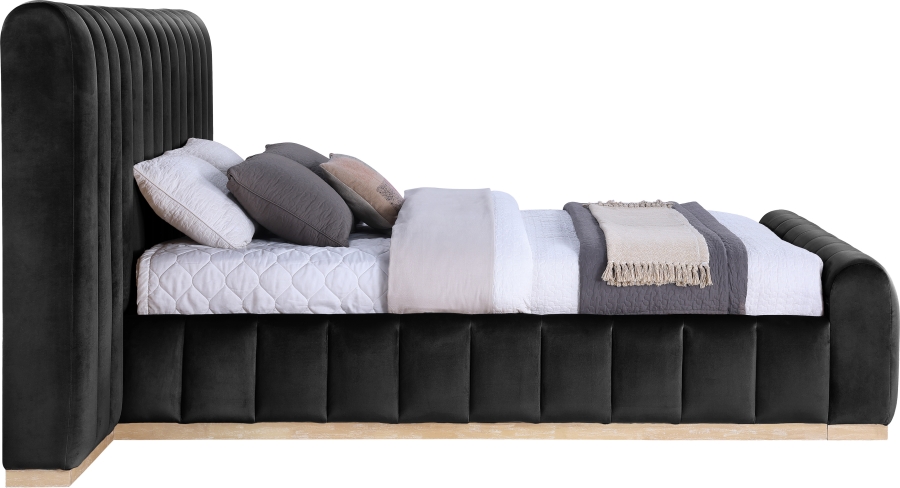 Amara Velvet Upholstered Bed queen bed - Imagen 3