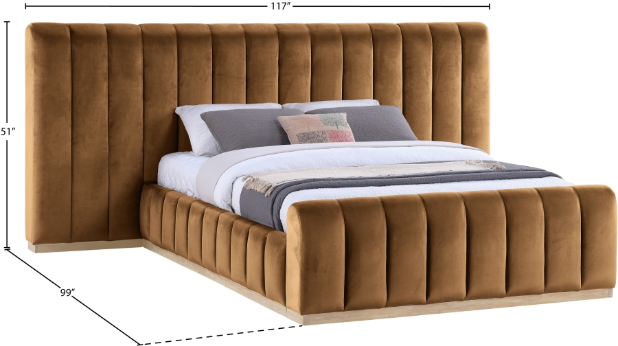Amara Velvet Upholstered Bed queen bed - Imagen 8