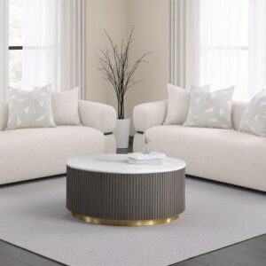 Jeanette 2-piece Fabric Upholstered Round Arm Sofa Set Beige