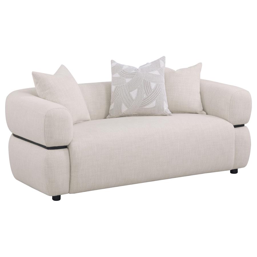 Jeanette 2-piece Fabric Upholstered Round Arm Sofa Set Beige - Image 2