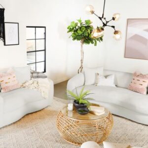 Isabella 2-piece Faux Sheepskin Upholstered Sofa Set Natural