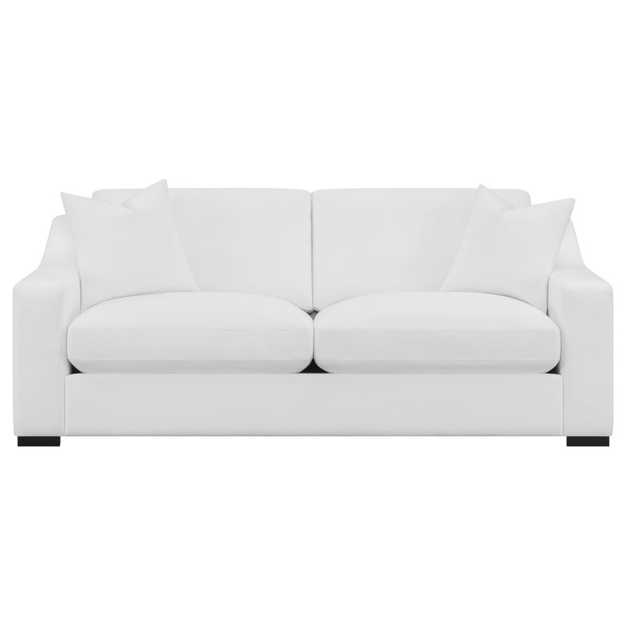 Ashlyn 2-piece Upholstered Sloped Arm Sofa Set White - Image 3