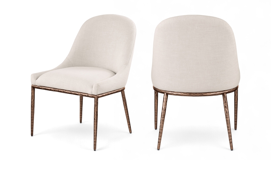 Ferro Linen Textured Performance Fabric Upholstered Dining Side Chair