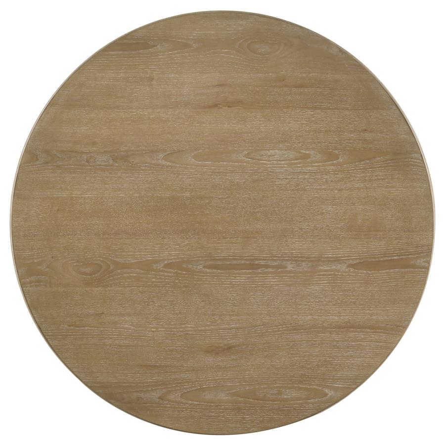 Adina 36-inch Round Wood Coffee Table Distressed Light Brown - Imagen 4