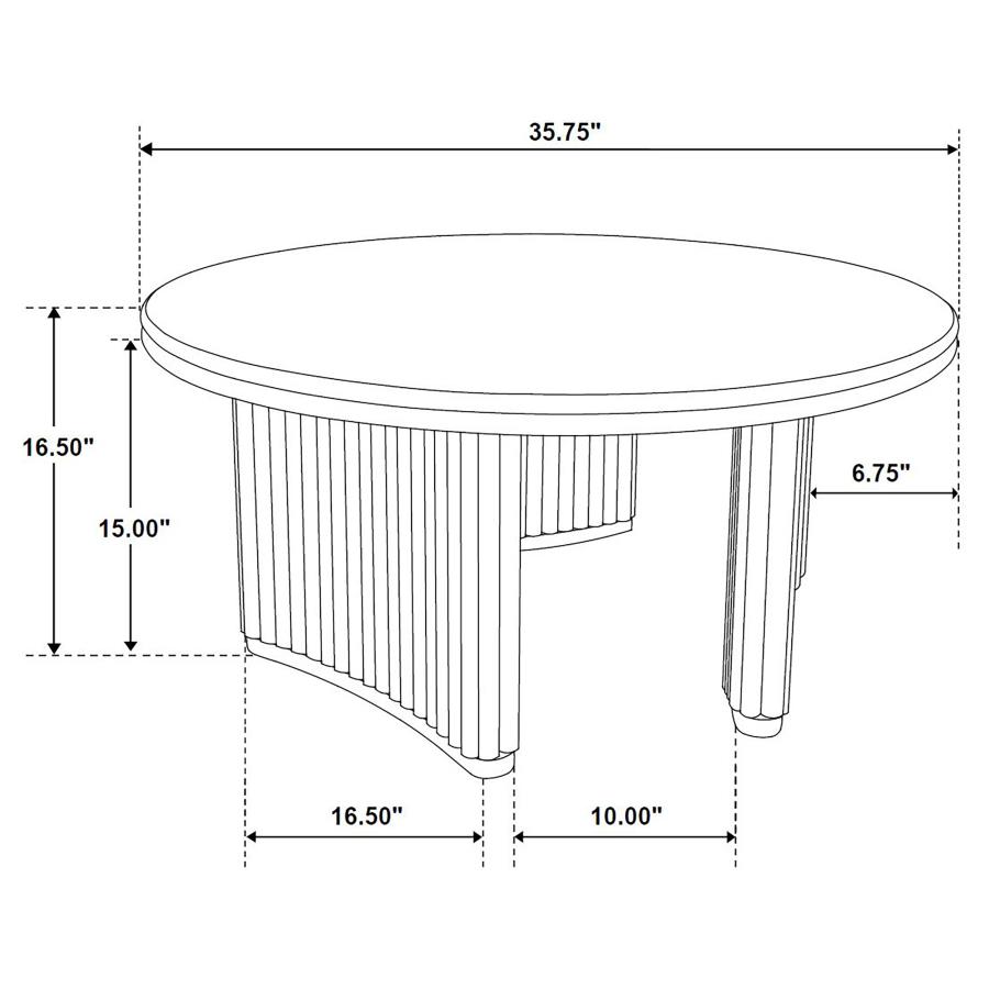 Adina 36-inch Round Wood Coffee Table Distressed Light Brown - Imagen 5