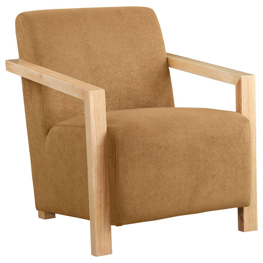 Diego Upholstered Accent Arm Chair with Wood Arms Honey - Imagen 2