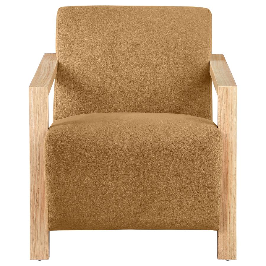 Diego Upholstered Accent Arm Chair with Wood Arms Honey - Imagen 3