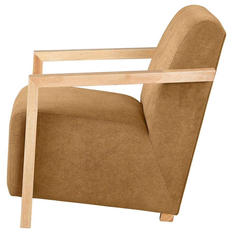 Diego Upholstered Accent Arm Chair with Wood Arms Honey - Imagen 4