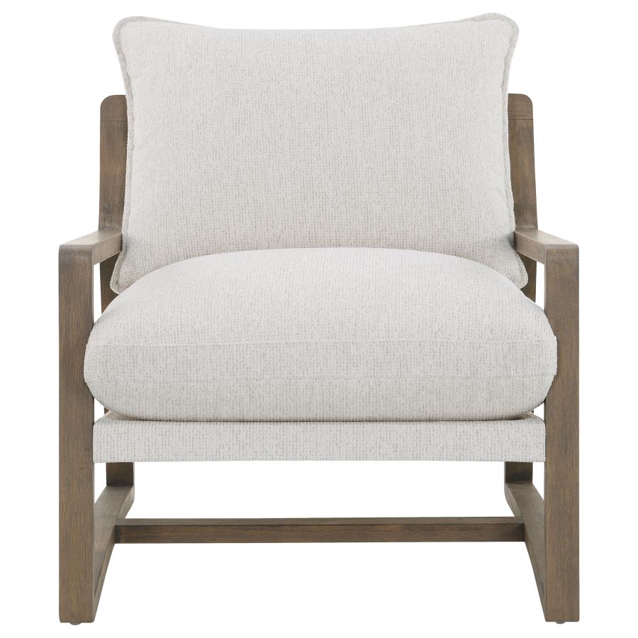 Geneva Boucle Upholstered Wood Arm Accent Chair Sand - Image 2