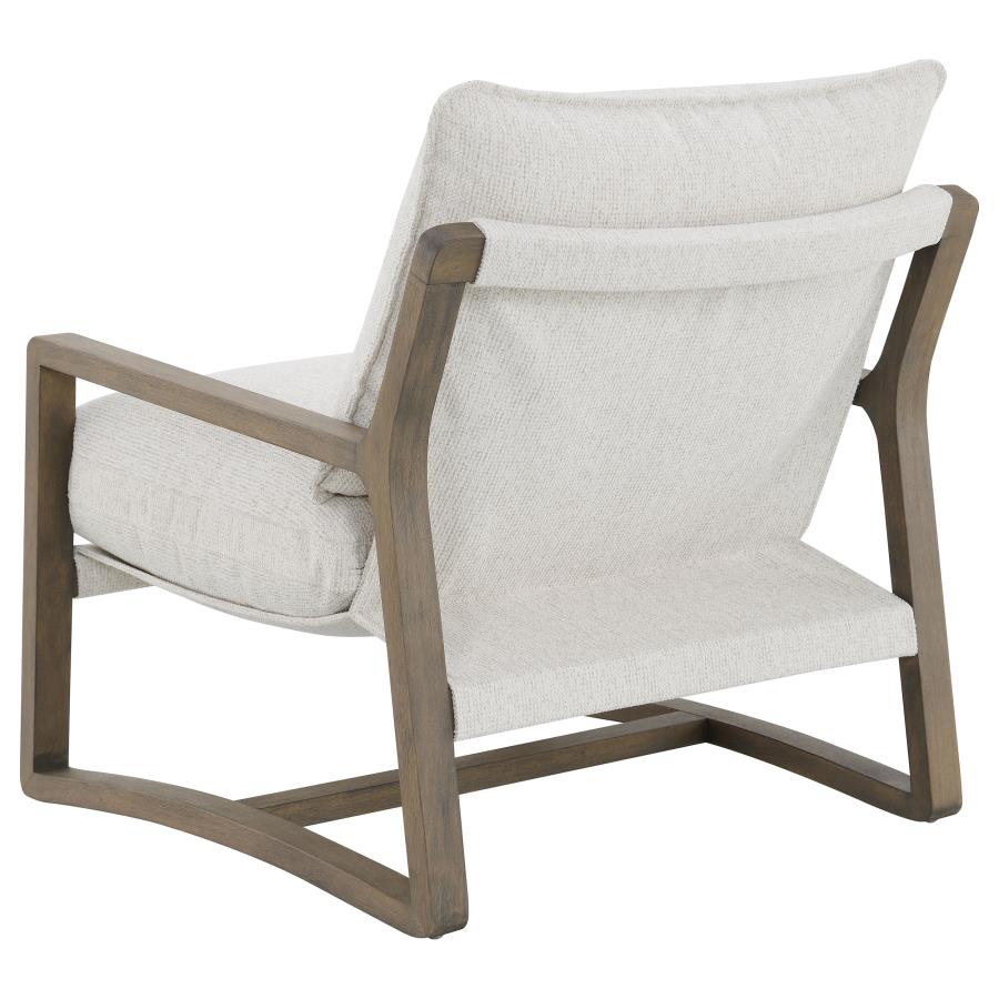 Geneva Boucle Upholstered Wood Arm Accent Chair Sand - Image 4