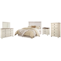 Willowton Queen/Full Panel Headboard Bed with Mirrored Dresser, Chest and Nightstand - Image 2