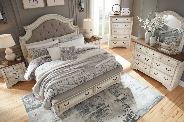 Realyn QUEEN BED 5 PECS Upholstered Storage Bed