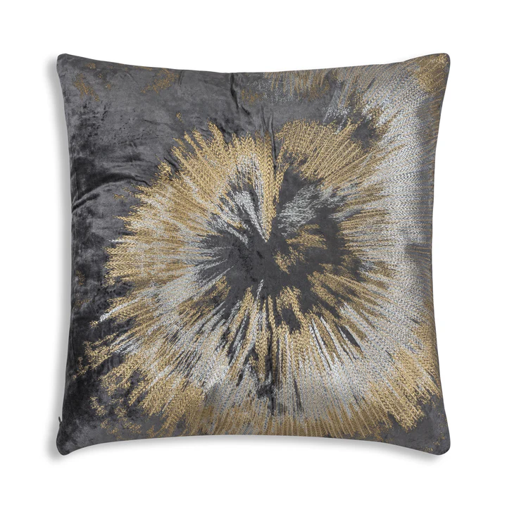 Mira Starburst Charcoal Velvet Pillow - Image 2